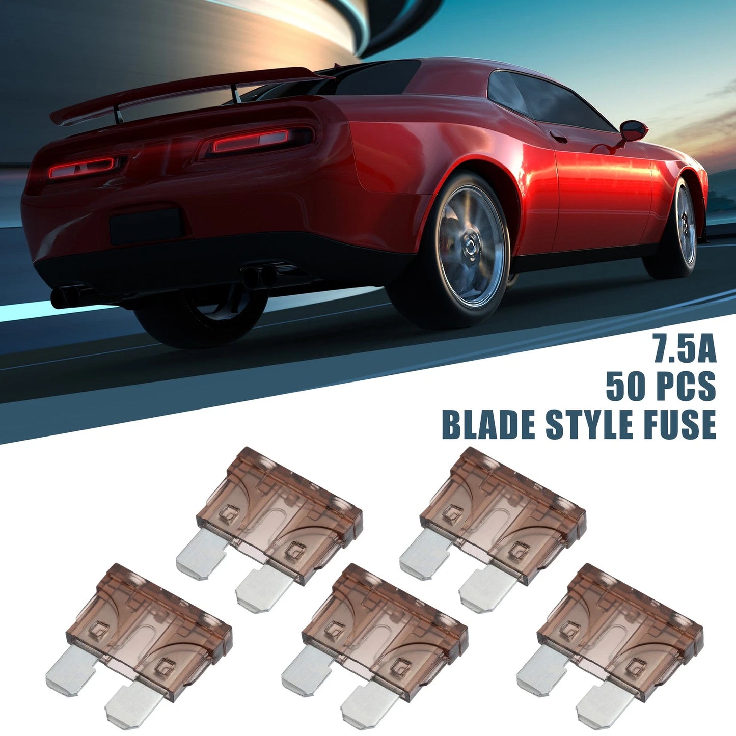 50pcs 7.5A Mini Blade Style Fuses for Car Boat Truck SUV Motorcycle