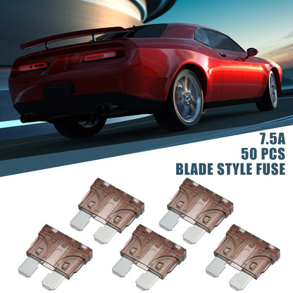 50pcs 7.5A Mini Blade Style Fuses for Car Boat Truck SUV Motorcycle