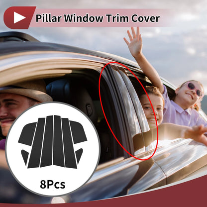 8 Pcs Door Pillar Window Trim for KIA Rio (2017-2022) Black