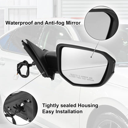 3 Pin Right Side Exterior Door Mirror Assembly White for Honda Civic (2016-2021)