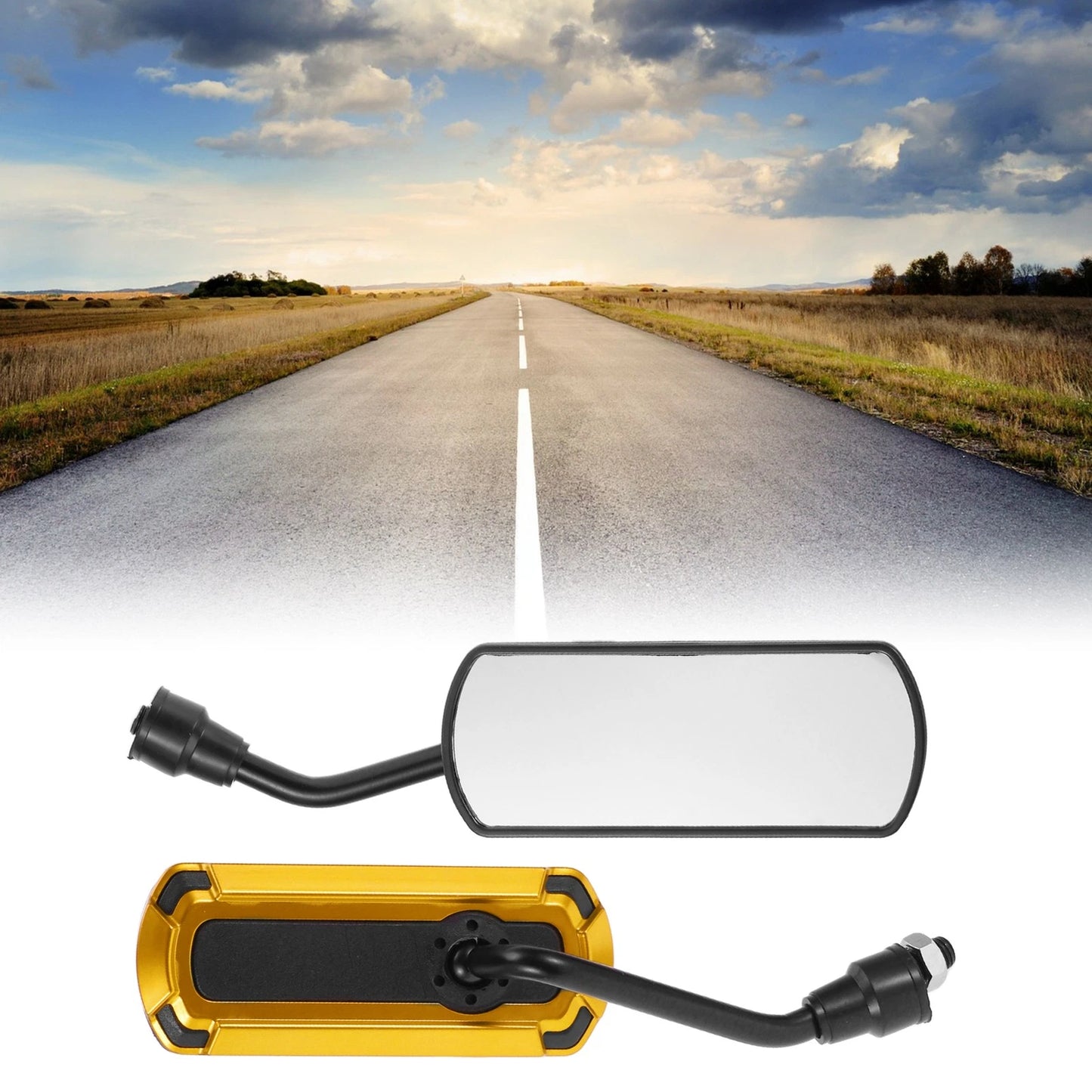 M10 Motorcycle Rear View Mirrors Side Rearview Mirror Black Gold Tone Iron