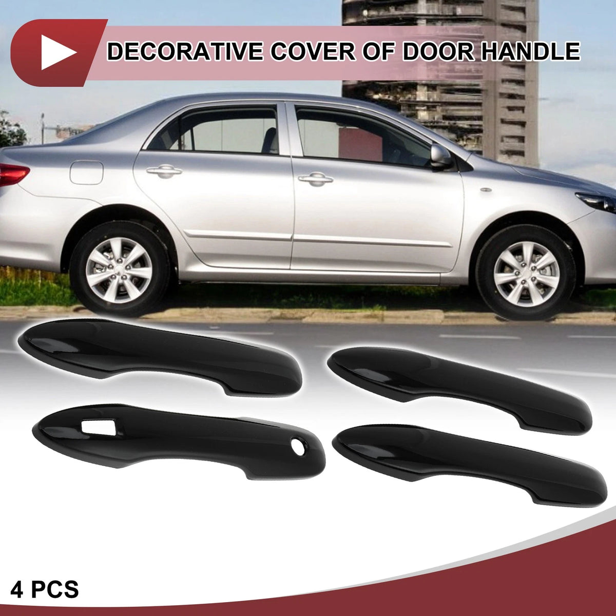4 x Car Door Handle Covers for Toyota Camry (2018-2024) Gloss Black ABS