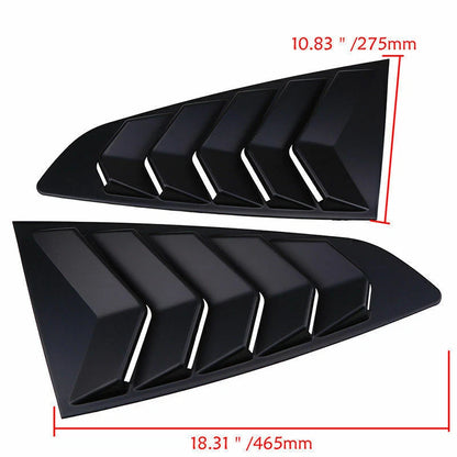 Glossy Black Side Vent Window 1/4 Quarter Scoop Louvers for 2015-2022 Ford Mustang