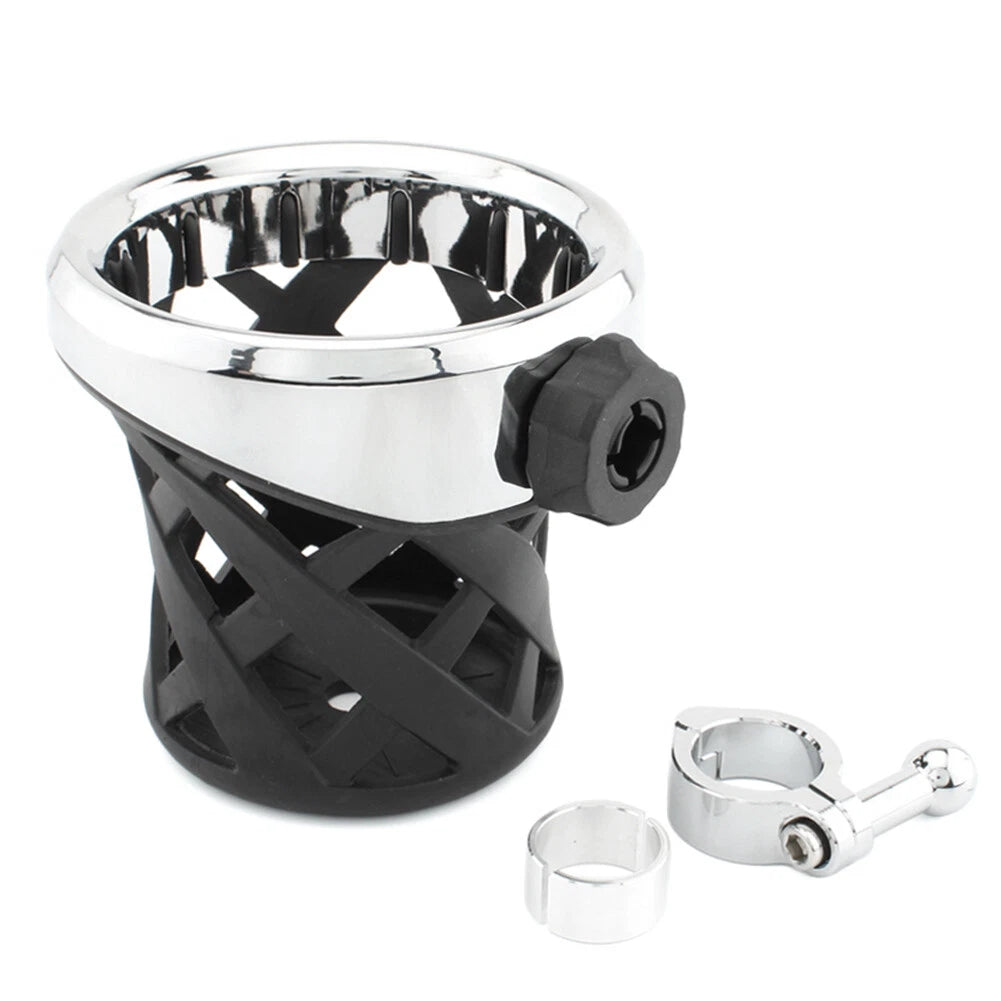New Chrome Motorcycle Drink Cup Holder 7/8"-1" Clamp for Harley