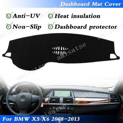 Dash Cover for BMW X5 X6 (2014-2020) - Black Dashboard Mat Sun Visor Pad
