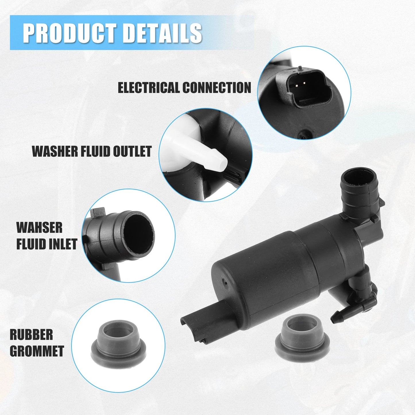 Windshield Washer Pump for Citroen C3, Peugeot 307 (2002-2010)