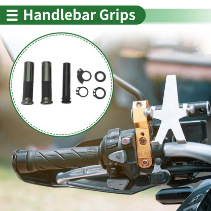 7/8 22mm Motorcycle Hand Grips Cover Kit Handlebar Grips Black Titanium Tone