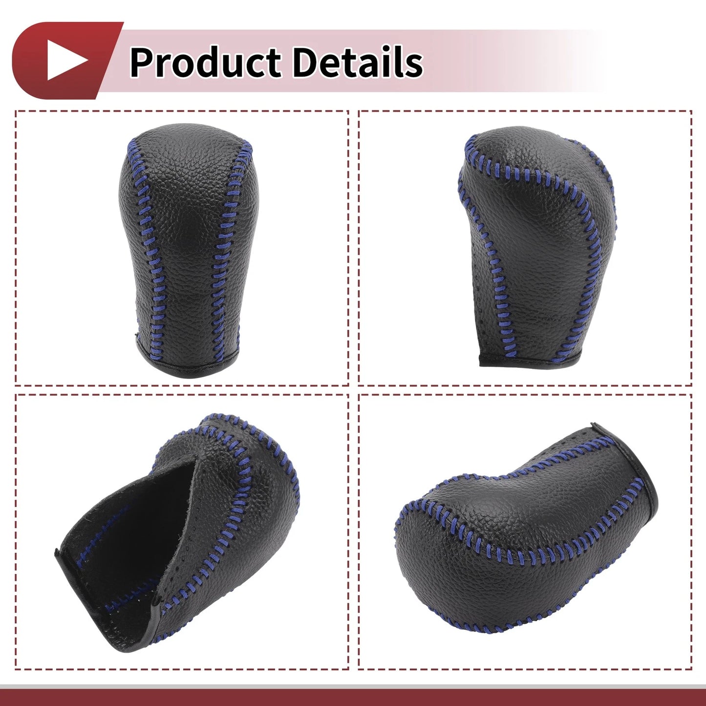 Gear Shift Knob Cover for Mazda CX-5 (2013-2014) Black Blue Faux Leather