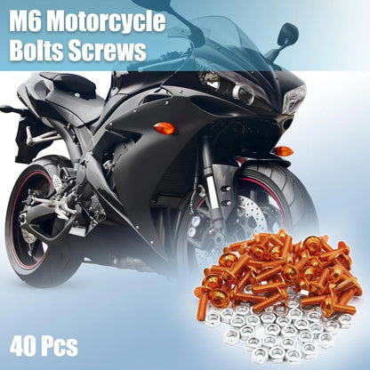 Bolts Screws Nuts / 40pcs M6 Orange Alloy Hex Socket Head for Motorcycle