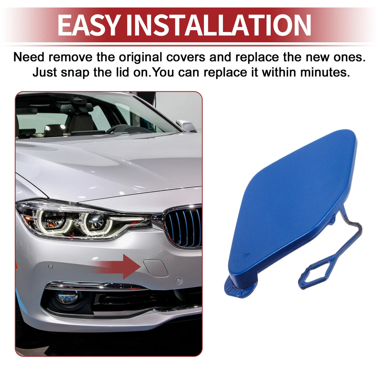 Bumper Tow Hook Cover for BMW 320i 2016-2018 - Blue 1 x Cover
