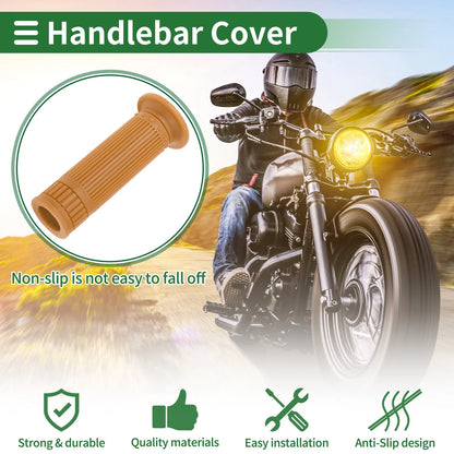 7/8" 22mm Hand Grips TPU Brown Yellow for Motorcycle