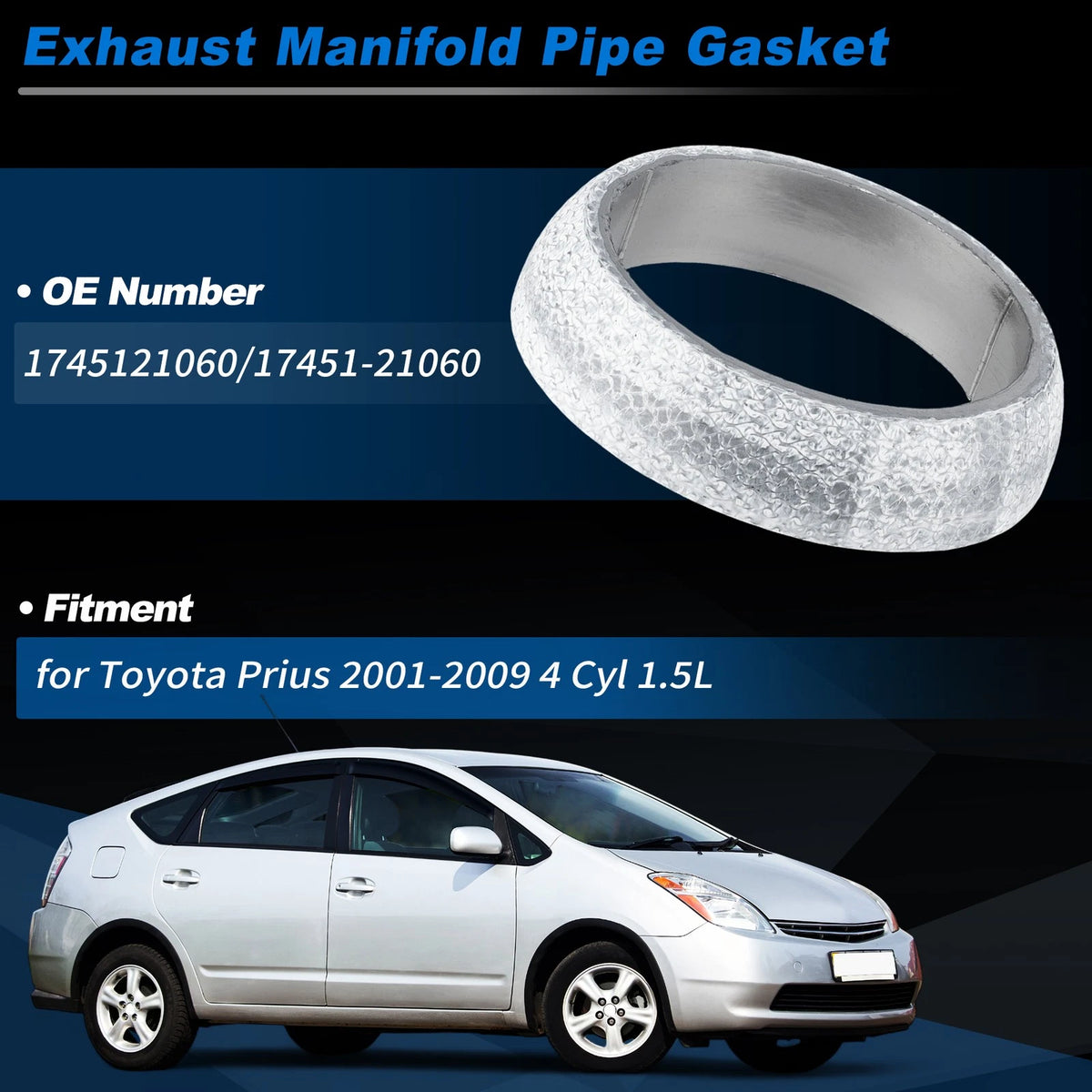 Exhaust Pipe Donut Gasket for Toyota Prius 2001-2009 (2001-2009)