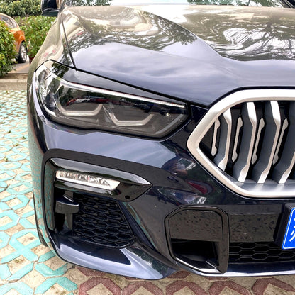 2 x Headlight Eyelid Trim for BMW X5 G05 X6 G06 (2019-2023) Gloss Black