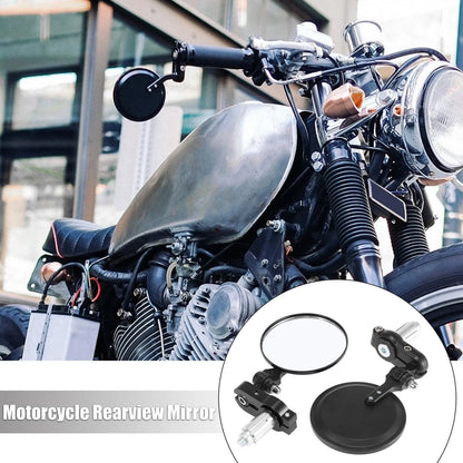 2 x Rearview Mirrors 3" Round Folding Bar End Black for Motorcycle