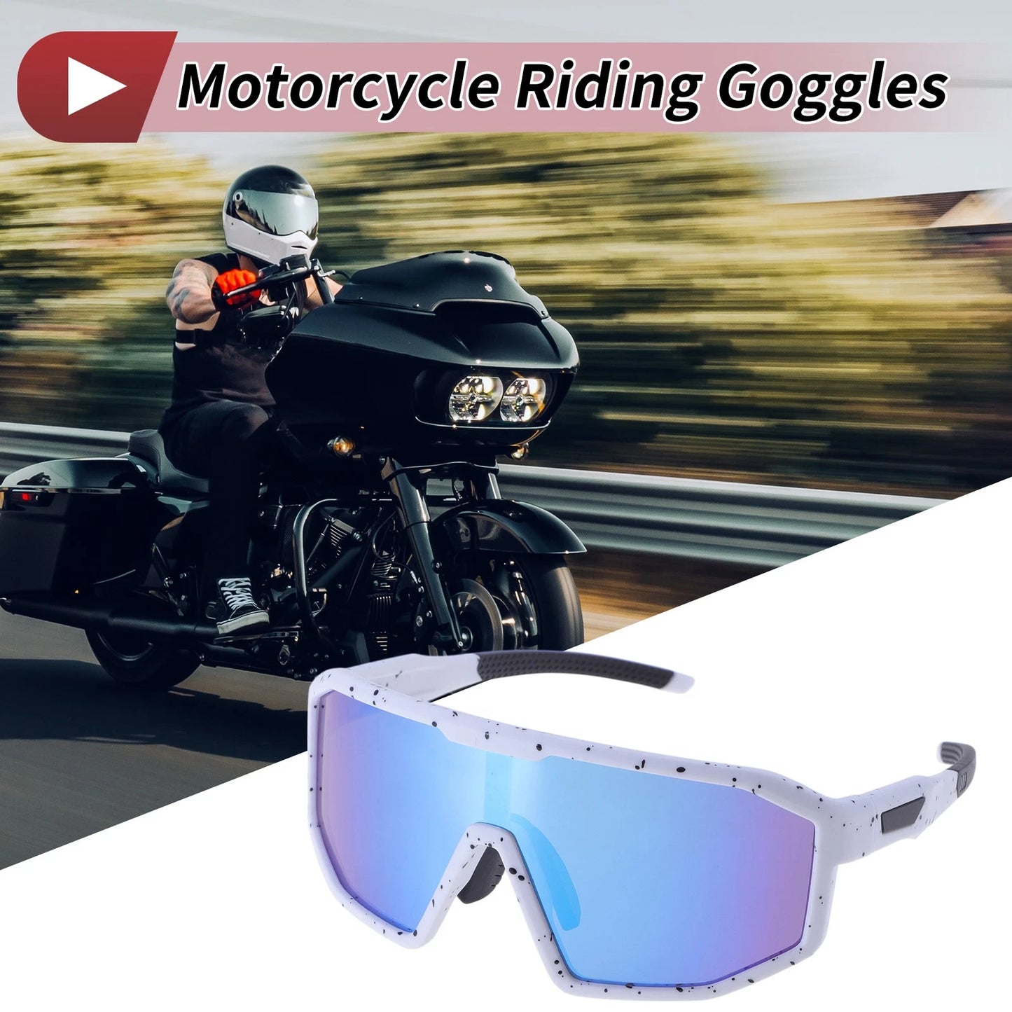 Goggles / 1 x Riding Goggles Blue Lens White with Black Spots for Motorcycle