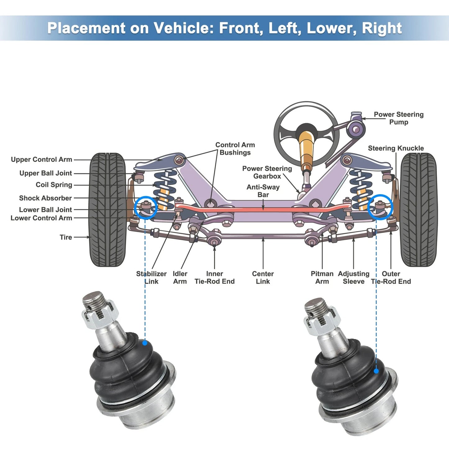 Front Lower Ball Joints for Ford Expedition, F150, Mazda B2500 (2000-2006)