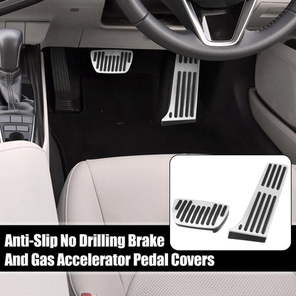 Anti Slip Brake and Gas Accelerator Foot Pedal Pads for Toyota Silver Tone