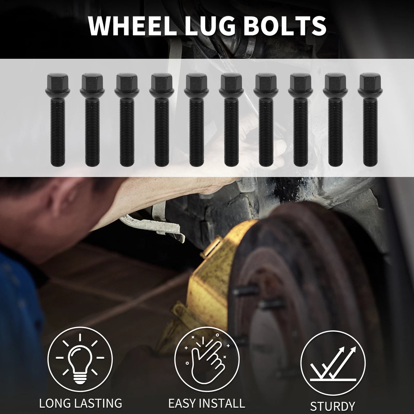 10 x M14x1.5 Ball Seat Wheel Lug Bolt for Volkswagen Porsche