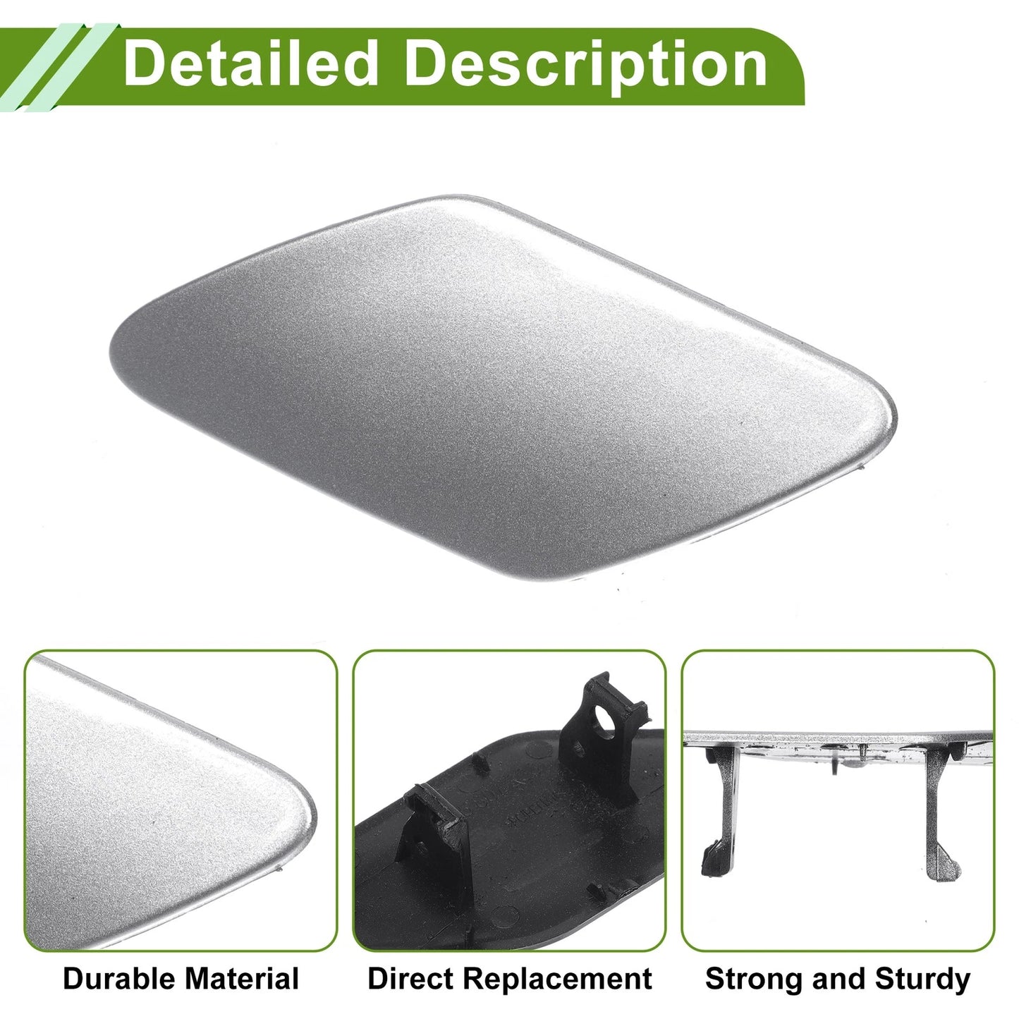 Left Washer Nozzle Cover Cap for Porsche Cayenne Silver Tone