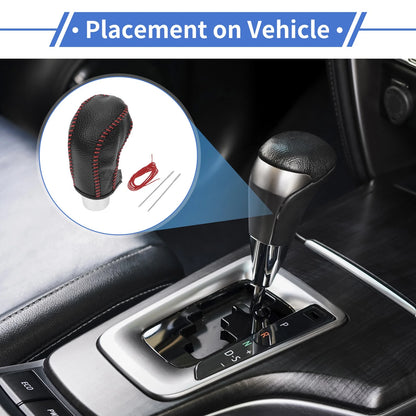 Car Gear Shift Knob Cover for Hyundai Tucson 2015-2018, Pebbled Black Red