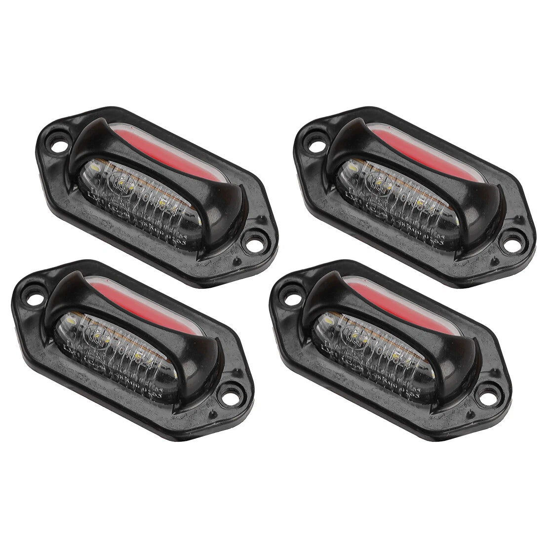 4Pcs 12-24V White & Red LED License Plate Tag Lights for Car Truck Trailer
