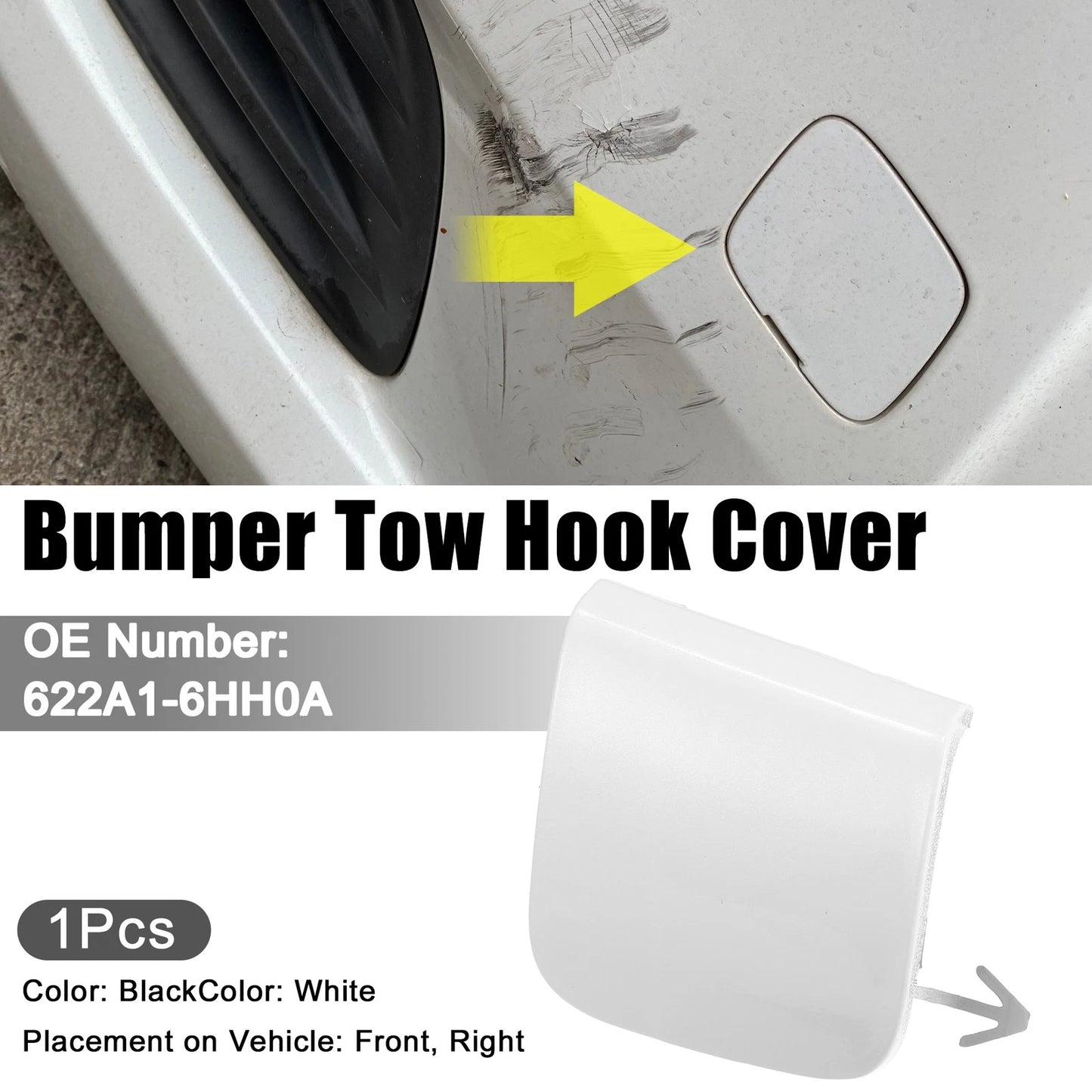 Tow Eye Hook Cover Cap Front Right Bumper for Infiniti Q50 White