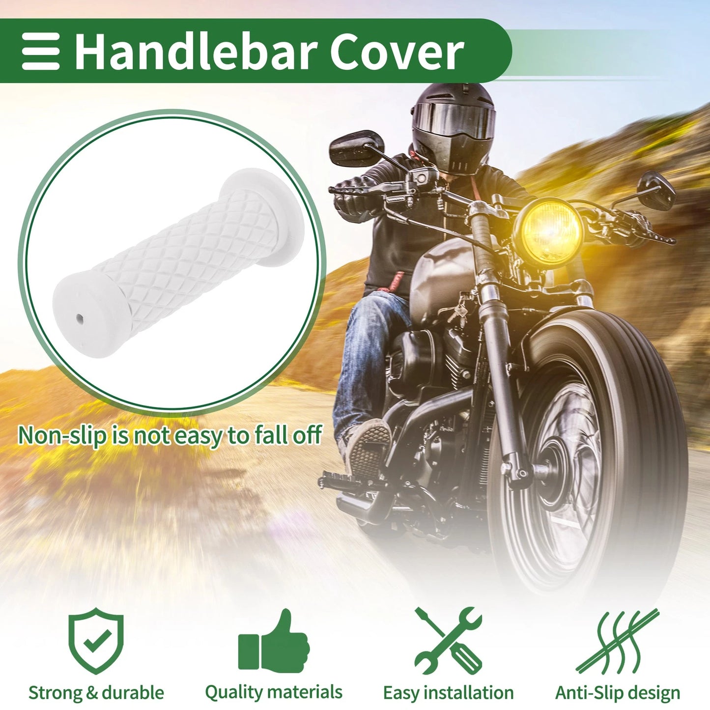 25mm Motorcycle Hand Grips TPU White Handlebar Covers