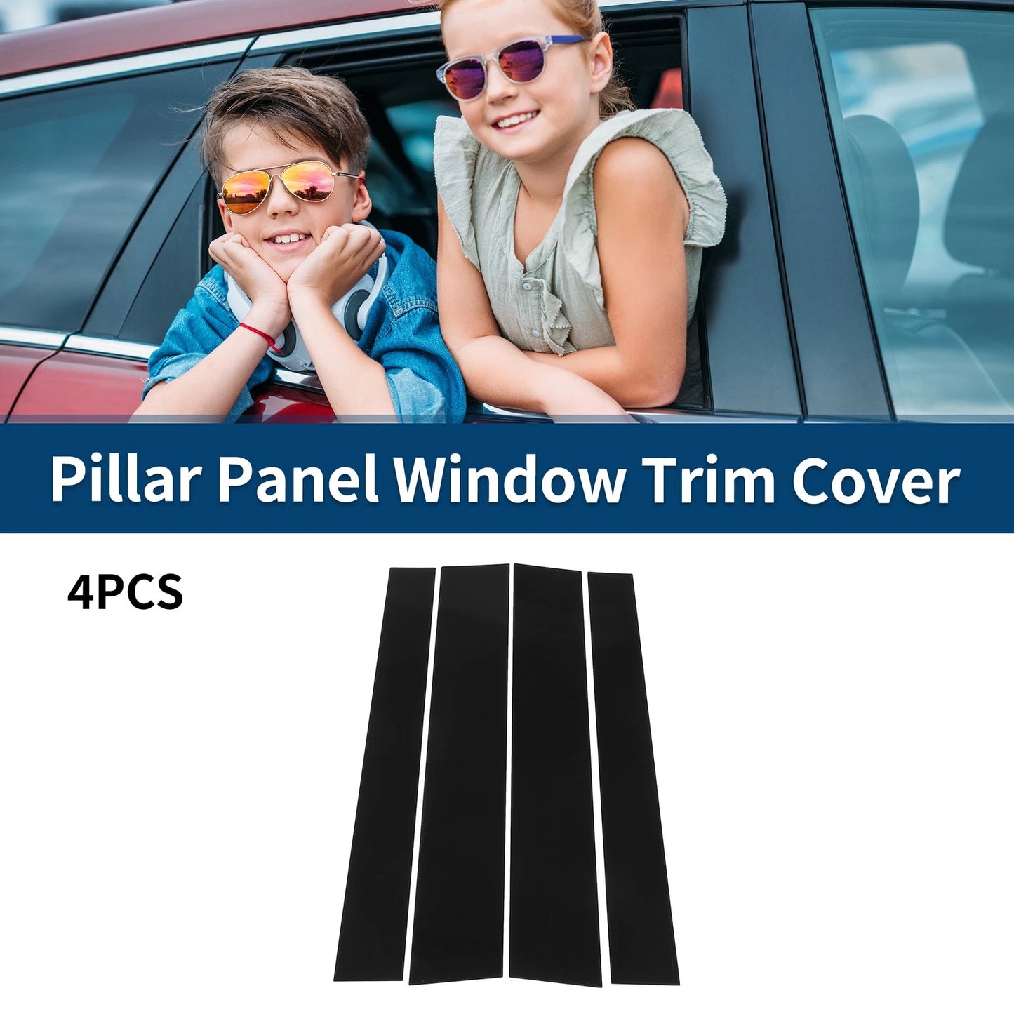 4 x Car Pillar Window Trim Covers for Toyota Tundra (2007-2020) Black