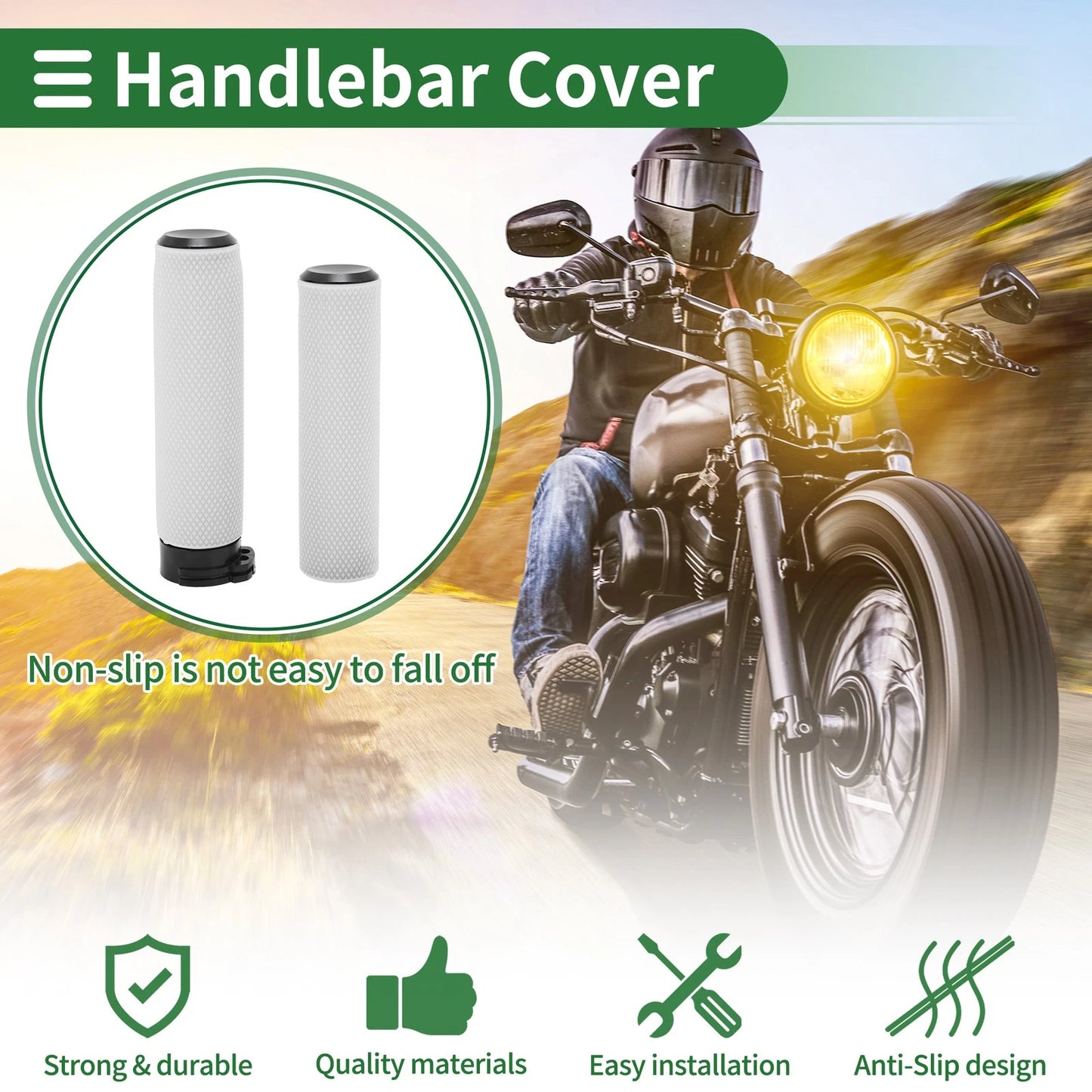 25mm Hand Grips Cover Handlebar Grips TPU White for Motorcycle