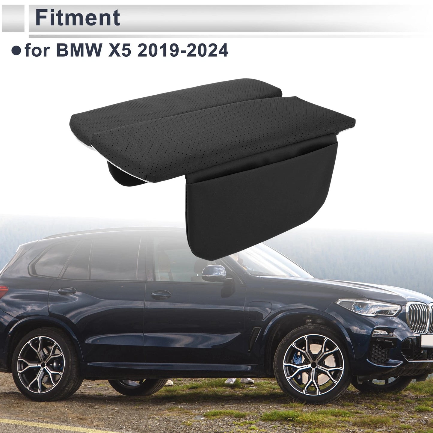Car Center Console Cover for BMW X5 (2019-2024) - Black Storage Bag Set