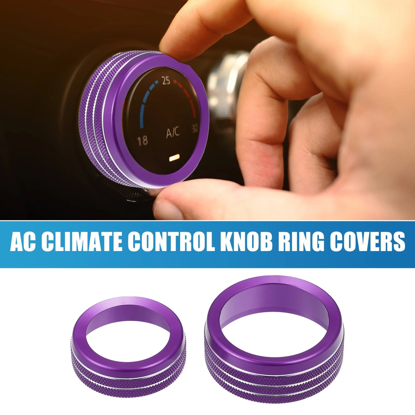 AC Radio Switch Knob Cover Decals for Dodge Durango 2014-2020 - Purple (Set of 3)