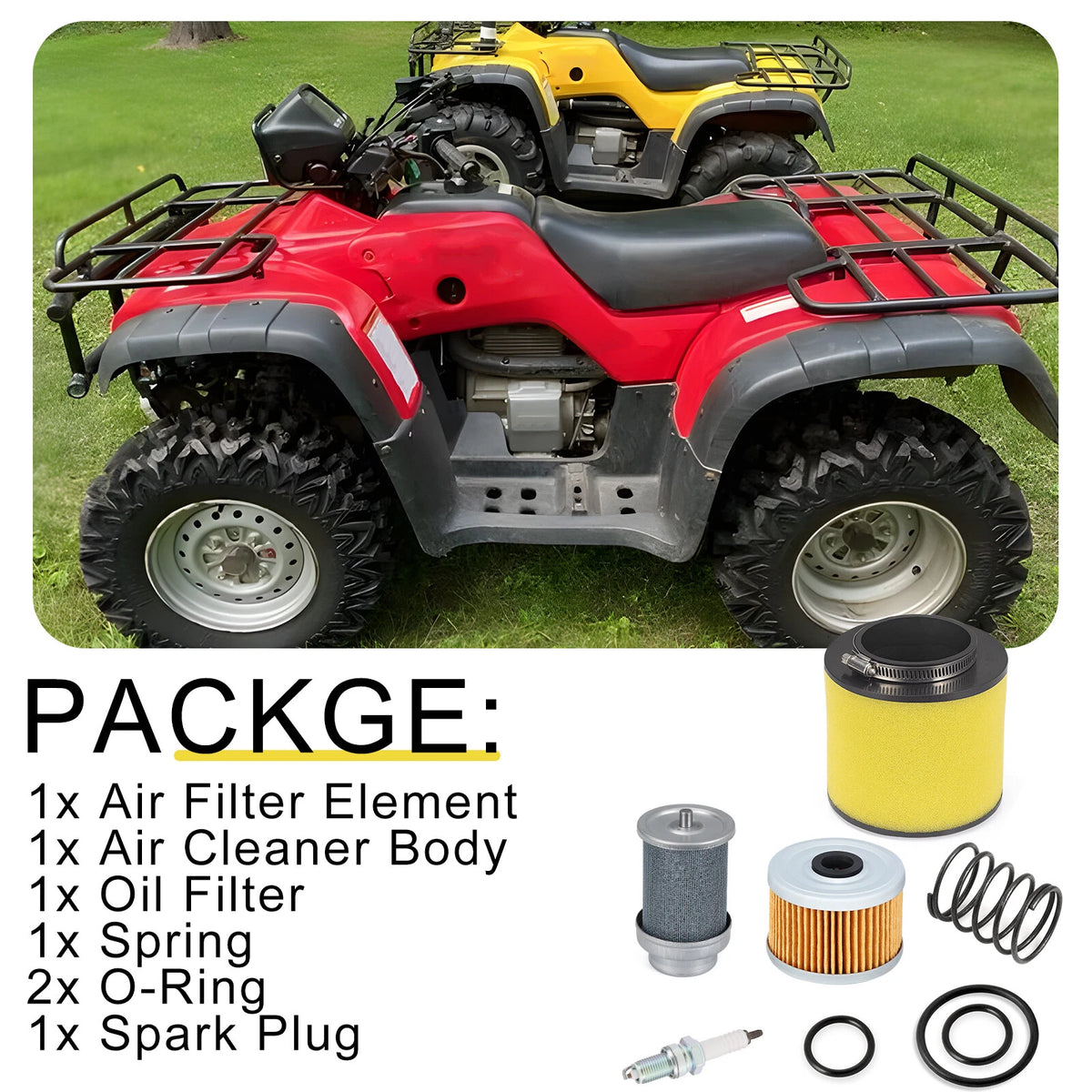 Air Filter Air Cleaner Body & Oil Filter Spring for Honda Rancher 350 (2000-2006)
