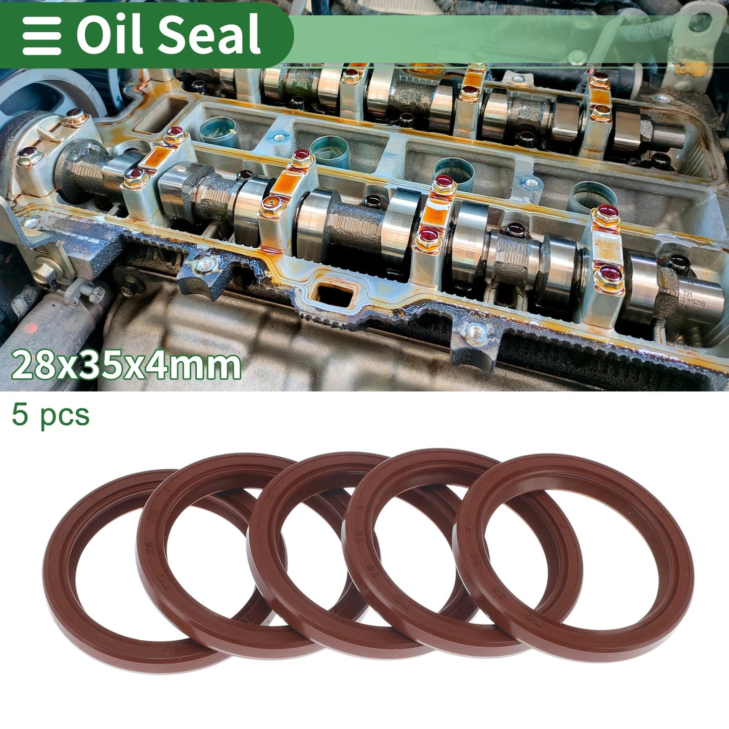 Oil Seal / 28x35x4mm / Seal Ring FKM Brown 5 Pcs
