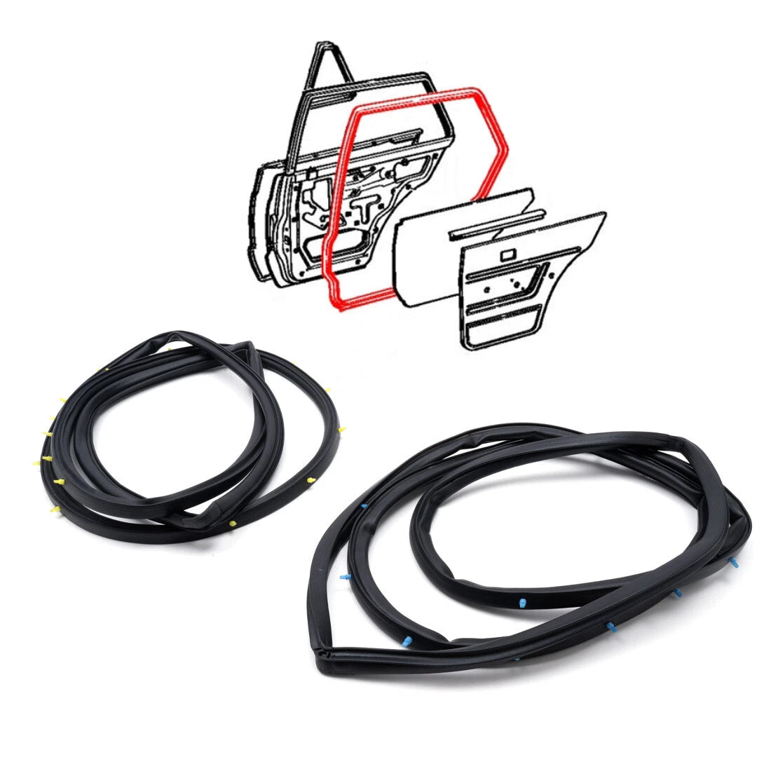 Rear Door Weatherstrip Seal x2 for Toyota Starlet 5DR KP60 KP61 KP62 1978-1984