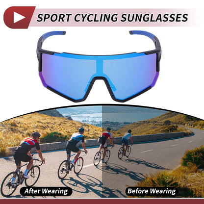 Motorcycle Riding Goggles Blue Lens Black Frame for Motorcycle Sunglasses