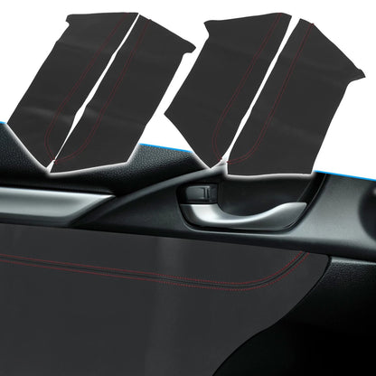 8 Pcs Door Panel Armrest Covers for Honda Civic (2016-2020) Black Red Line