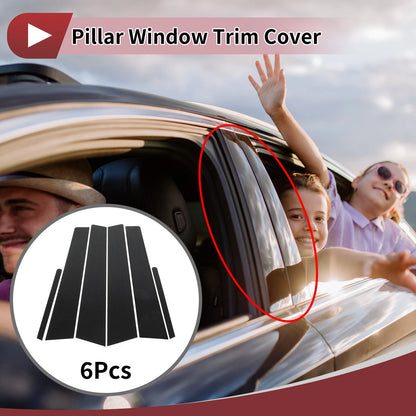 6 Pcs Door Pillar Window Trim for KIA Cerato (2014-2018) Black Carbon Fiber