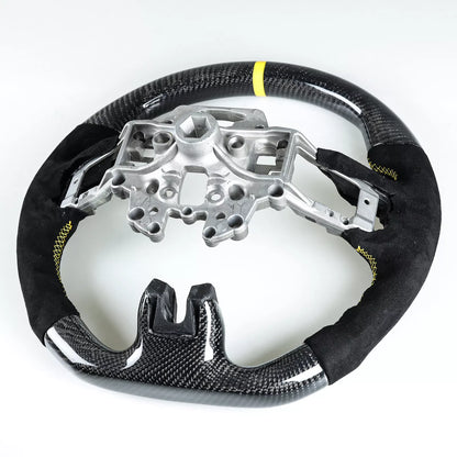 Steering Wheel Carbon Fiber Suede Yellow for Ford Mustang EcoBoost (15-17)