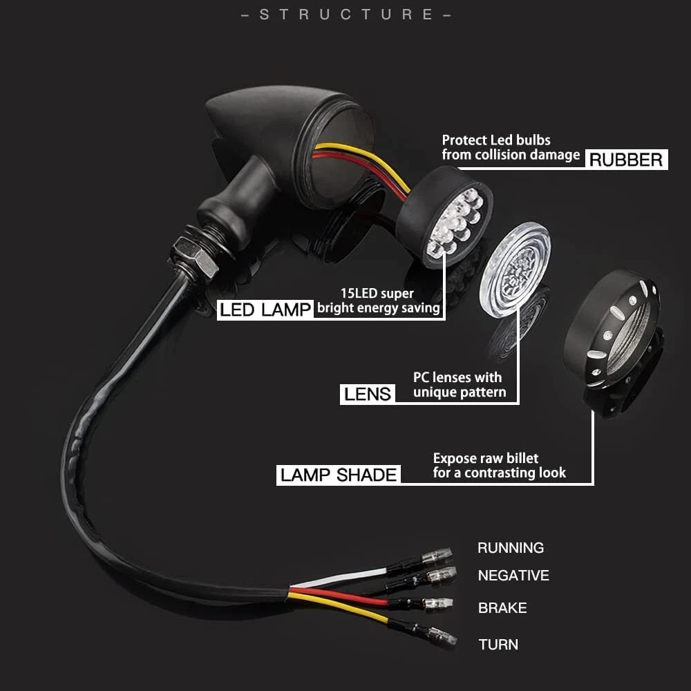 LED Turn Signal Indicator Lights for Motorcycle Red/Amber