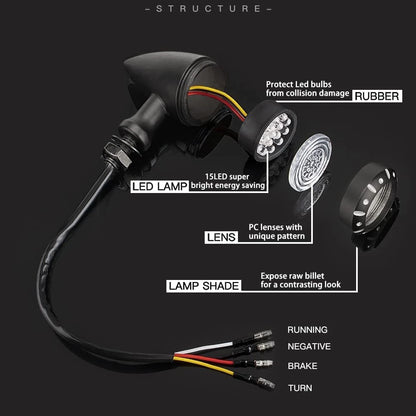 LED Turn Signal Indicator Lights for Motorcycle Red/Amber