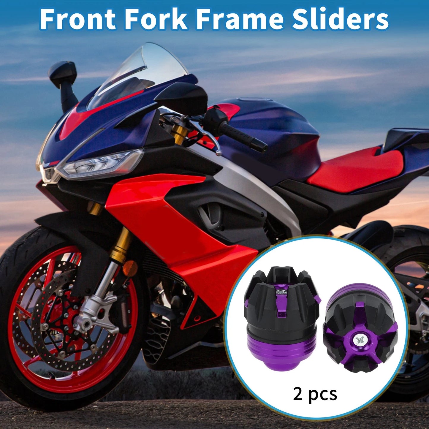Frame Sliders / 2 Pcs / Front Fork Falling Protection Purple for Make Model