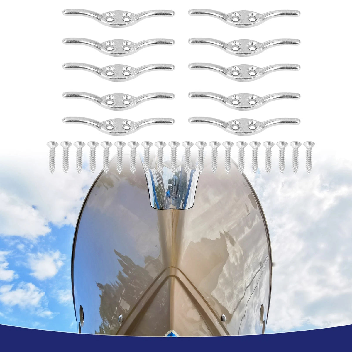 2 x Flagpole 10" Marine 316 Stainless Steel Rope Boat Deck Universal