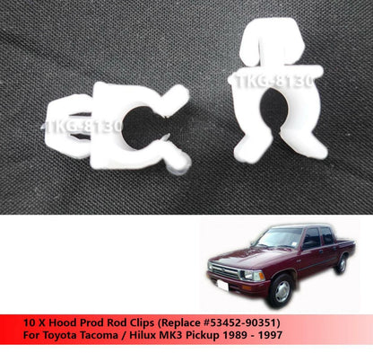 10 x BonnetRod Clips for Toyota Hilux MK3/Tacoma (1989-1997)