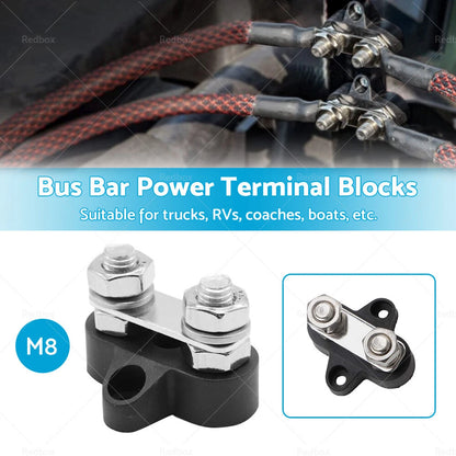 M8 Bus Bar Terminal Blocks 5/16" 12V-24V Positive Negative Distribution