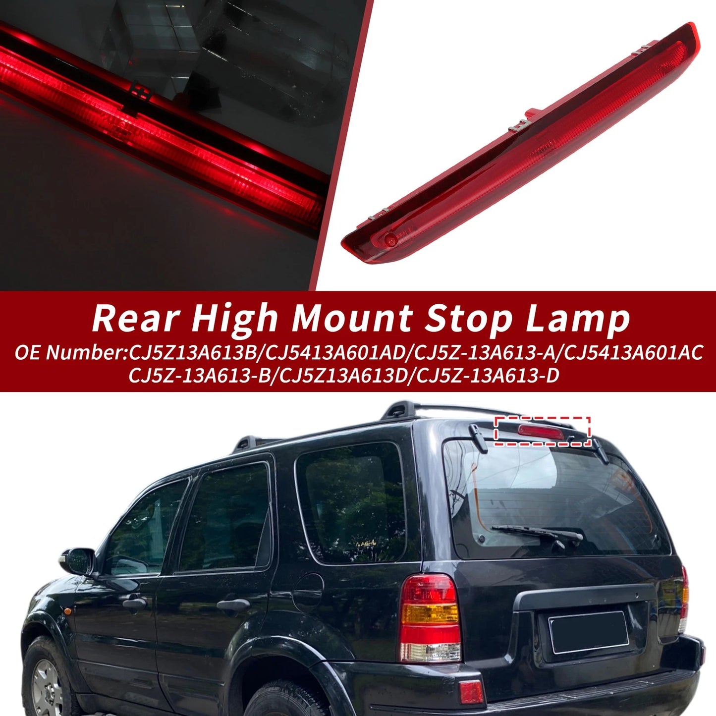 Red High Mounted LED Third Brake Light for Ford Escape (2013-2019)