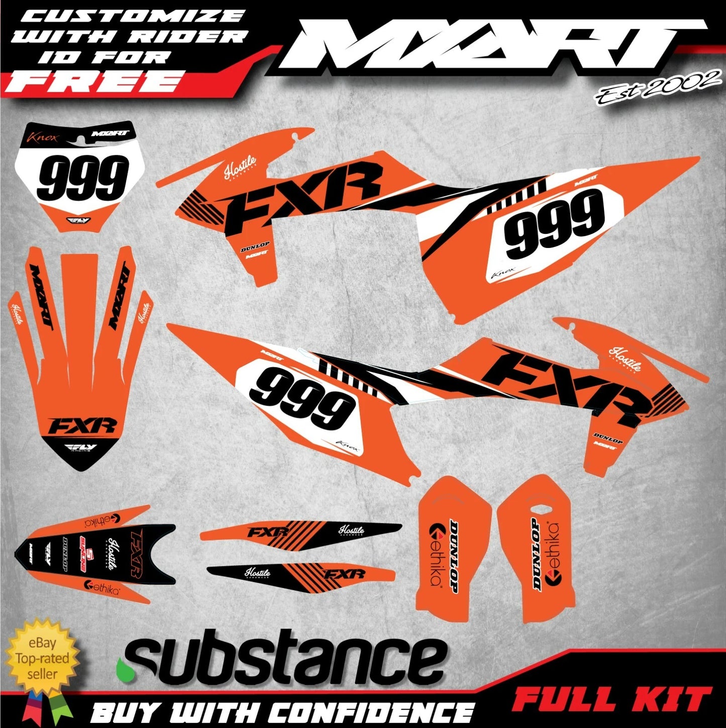 KTM SX 125 250 Graphics Decal Stickers HOSTILE Style (2019-2021)