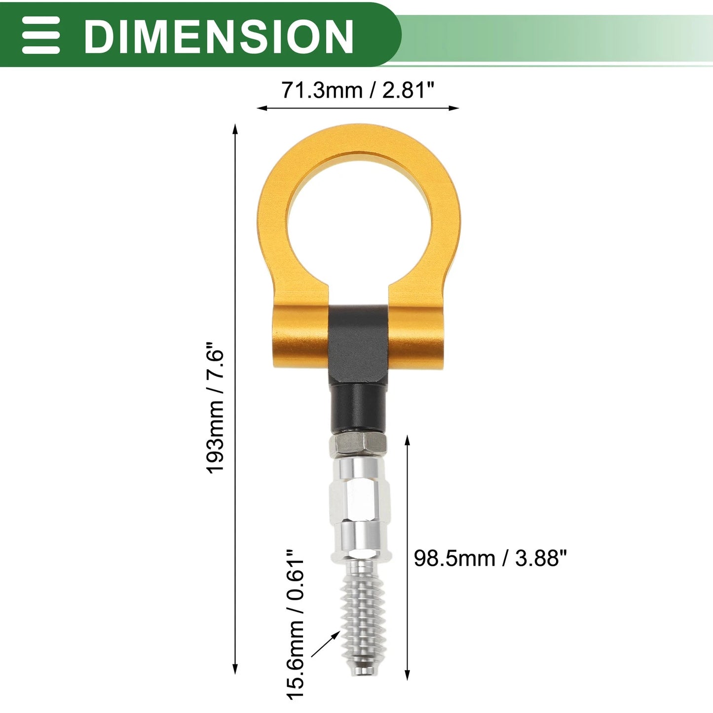 Tow Hook 15.6mm Aluminum Alloy for Ford Focus (1998-2025) Gold Tone