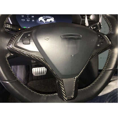 Real Carbon Fiber Center Steering Wheel Interior Trim fit For Tesla Model S