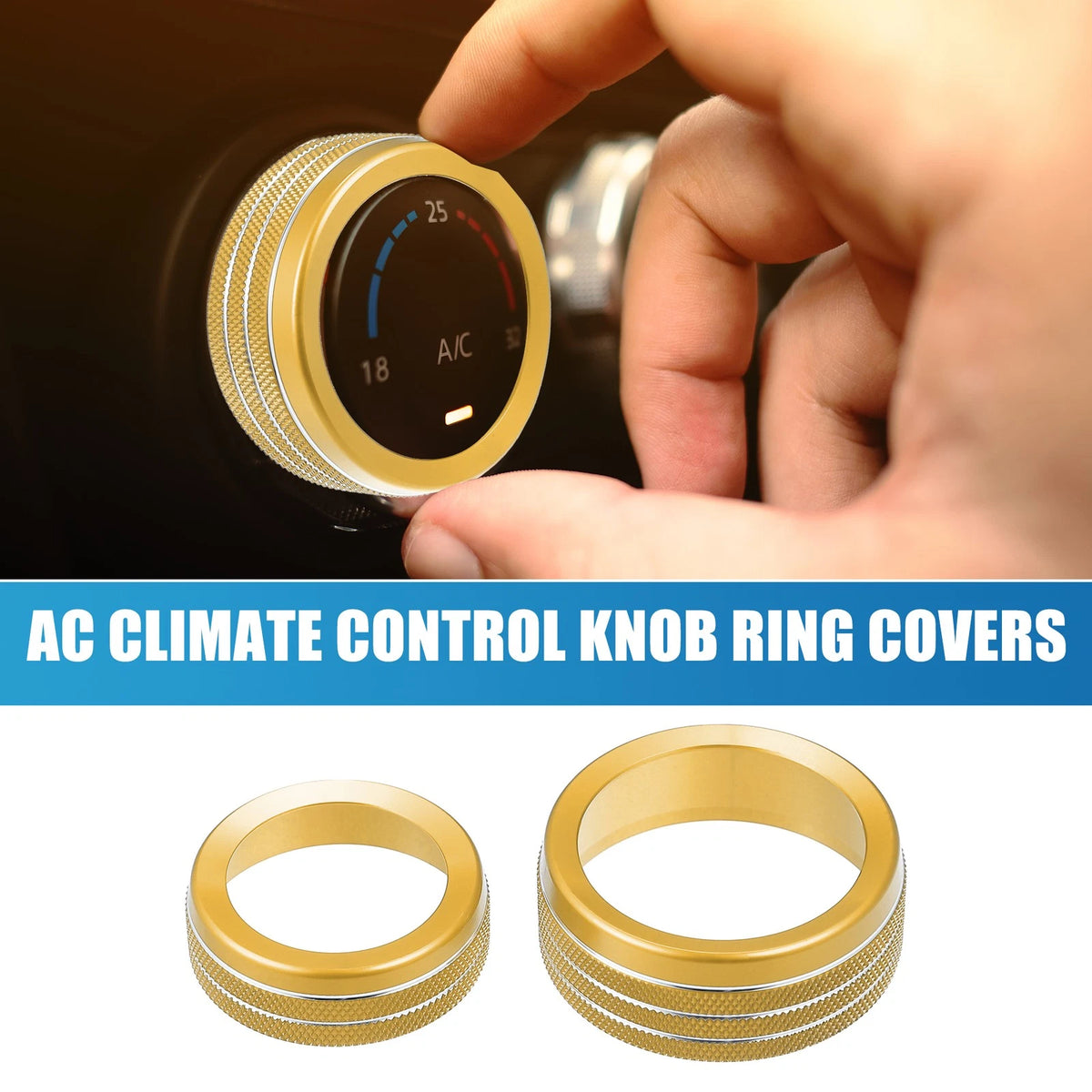 AC Radio Switch Knob Cover Decal for Dodge Durango (2014-2020) - Gold Tone (3x)