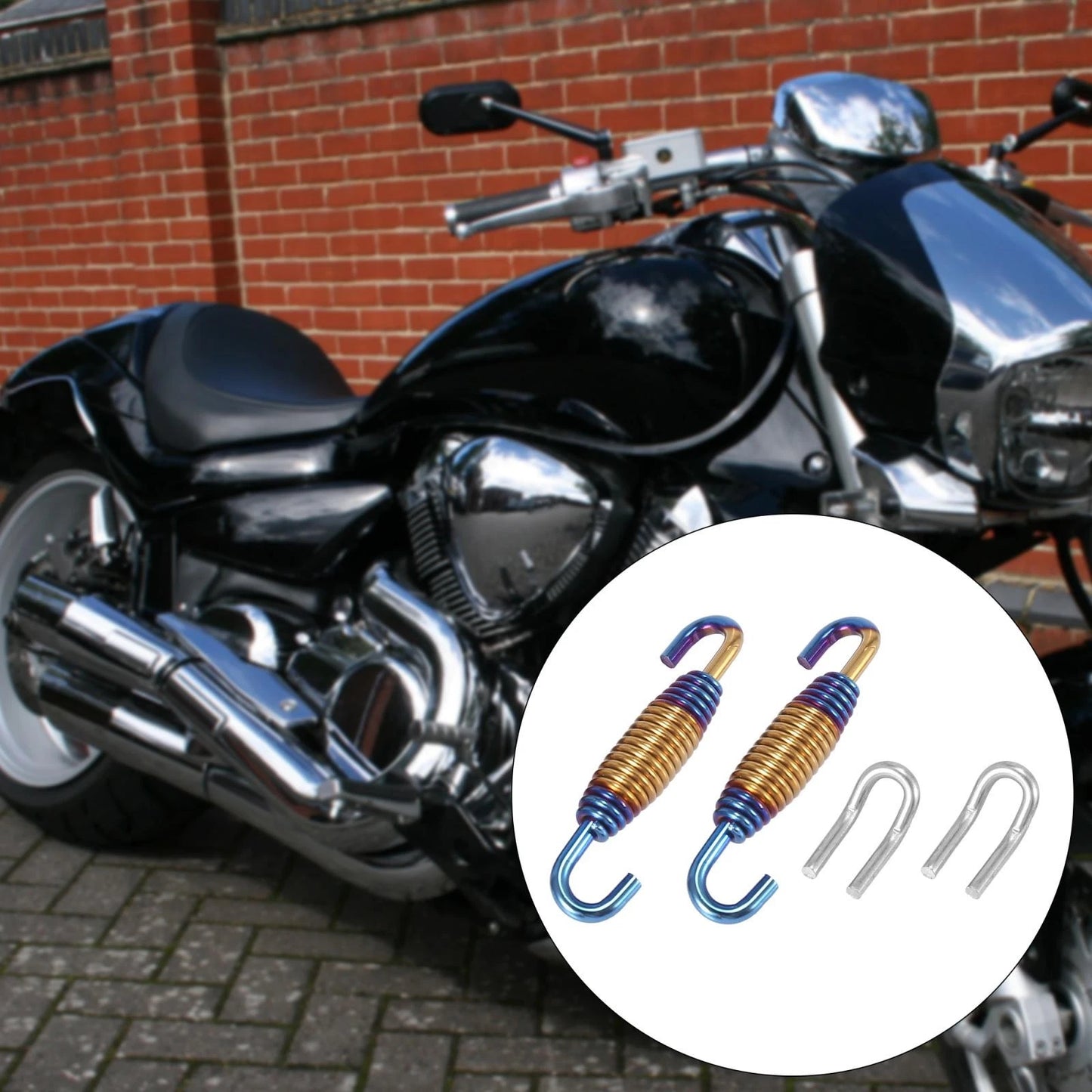 Exhaust Pipe Spring 34mm 1.34in U-Shape Hook Yellow Blue for Motorcycle